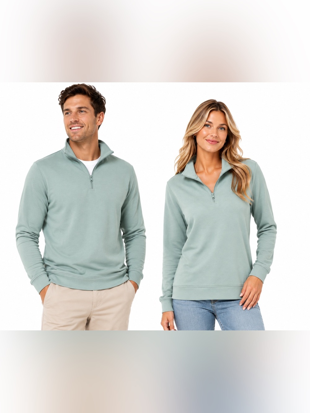 NWT Men's Small or Women’s Medium Quarter-Zip Pullover Sweater in Sage Green